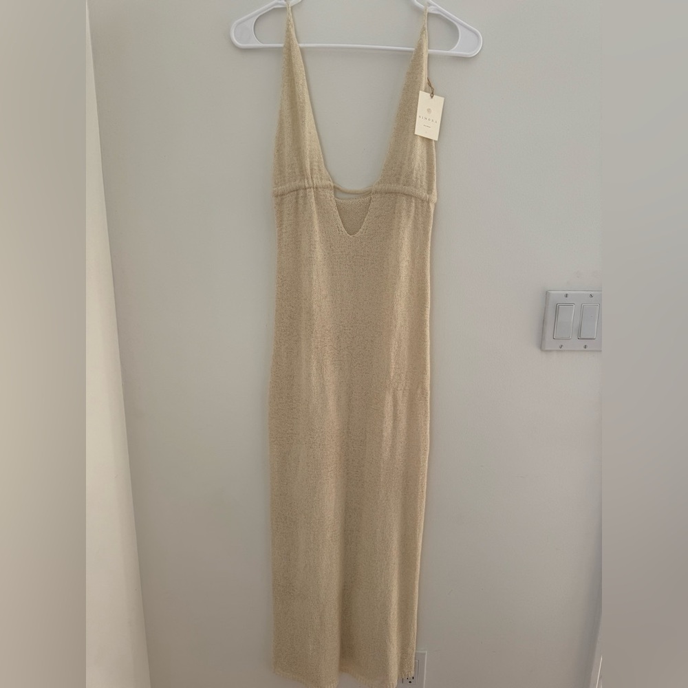 Knit Cream Cover up Dress